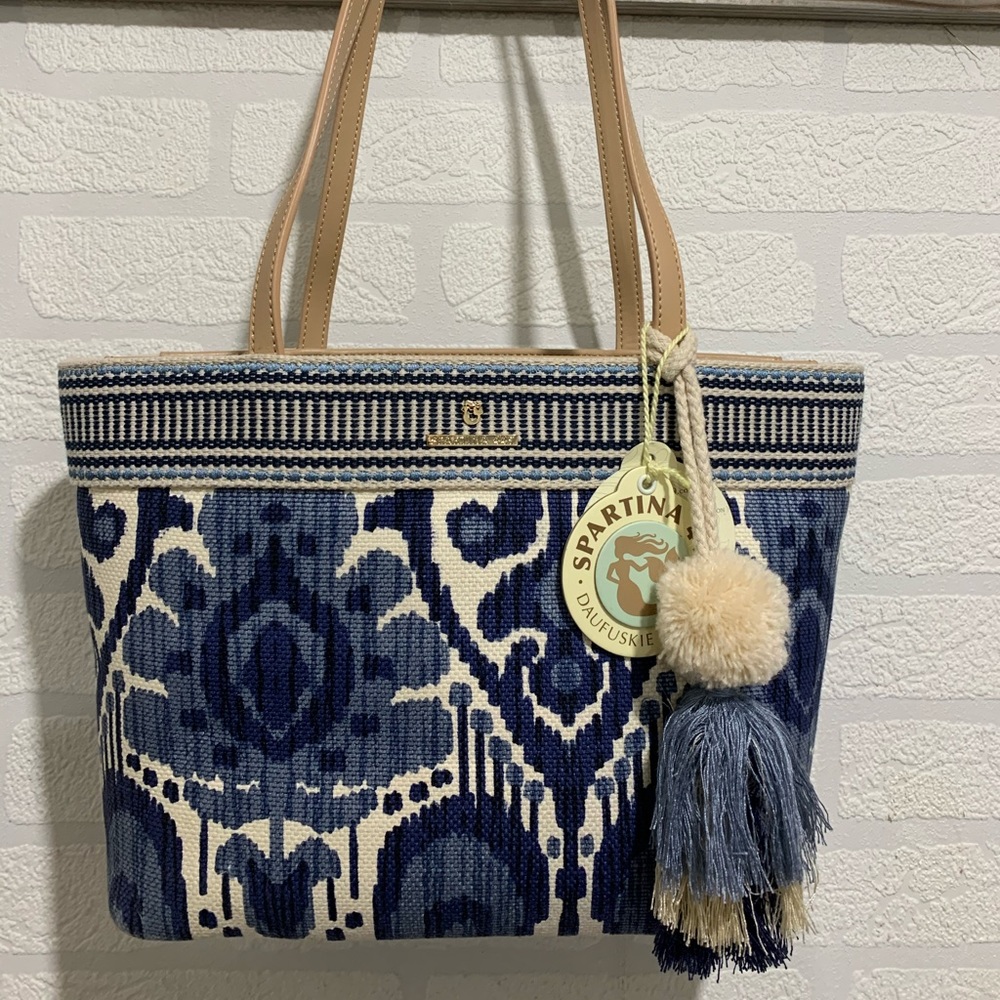 Spartina moonglade boho hazel tote blue